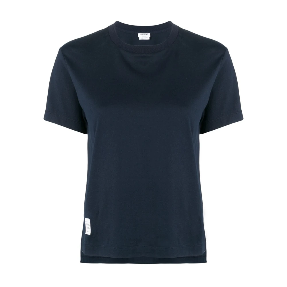 Thom Browne Blauw Logo-Patch T-shirt en Polo Blue Dames