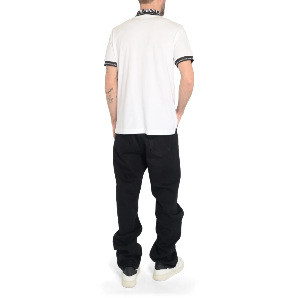 Versace Jeans Couture Wit Logo Polo Shirt White Heren