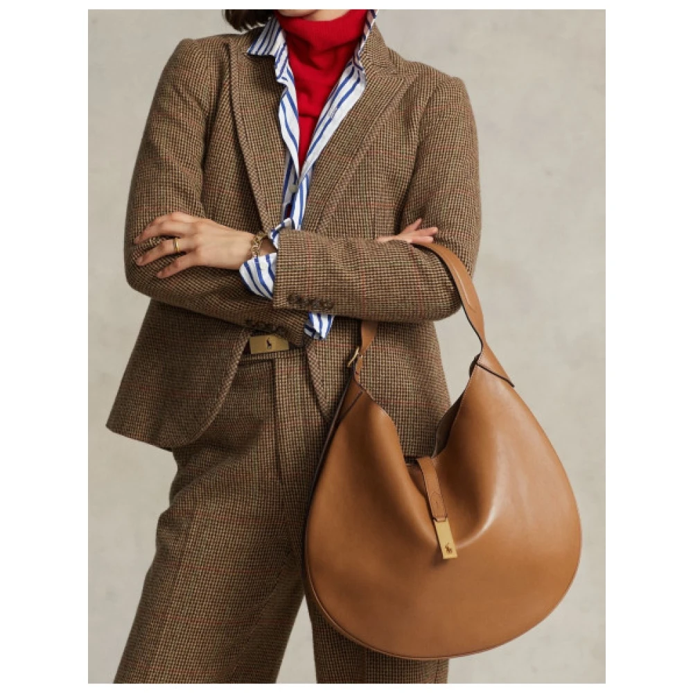 Polo Ralph Lauren Luxe leren zadeltas Beige Dames