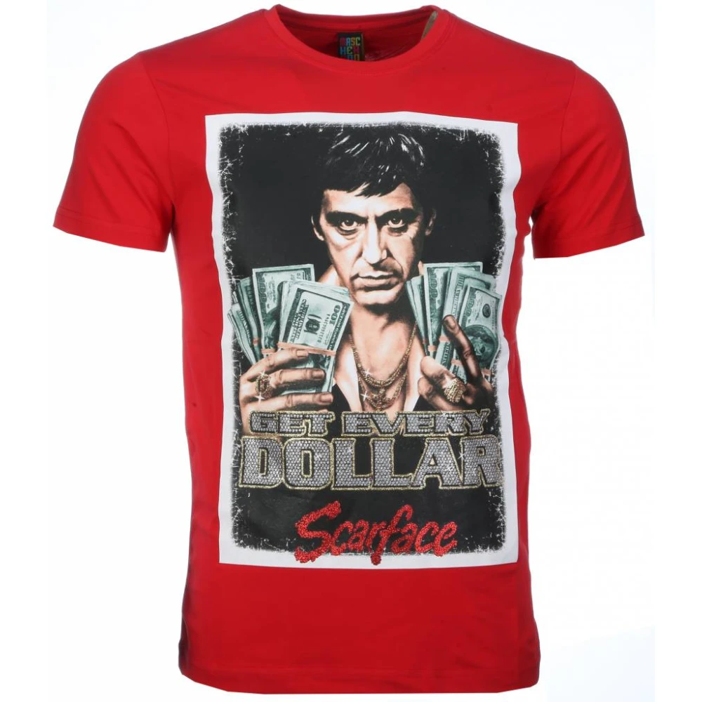 Local Fanatic Scarface Get Every Dollar Print - Herr T Shirt - 2004R Red, Herr