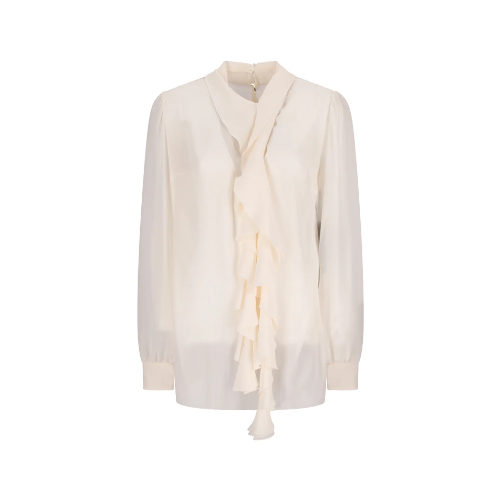 Dolce & Gabbana Women's White Ruffled Blouse - Blouses - L - Blouses & Shirts