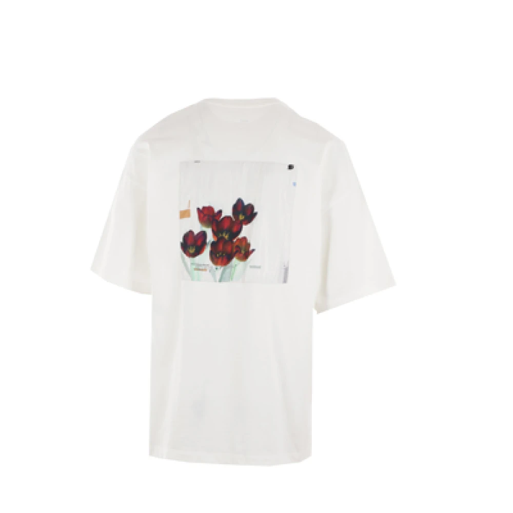Oamc Biologisch Katoen Beige Logo T-shirt White Heren