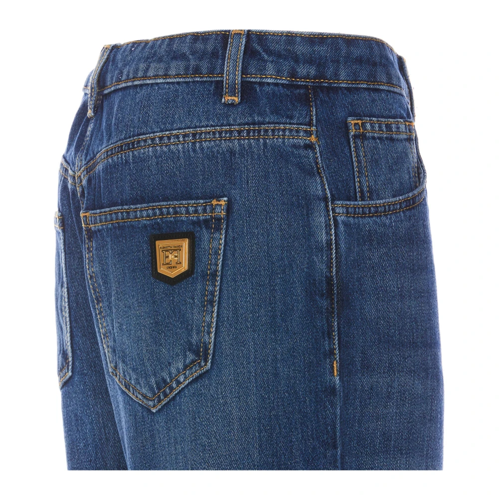 Elisabetta Franchi Denim Jeans met Frontale Knoopsluiting Blue Dames
