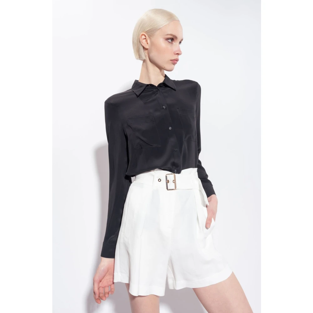 pinko Nora Crepe de Chine Shirt met Opgezette Zakken Black Dames
