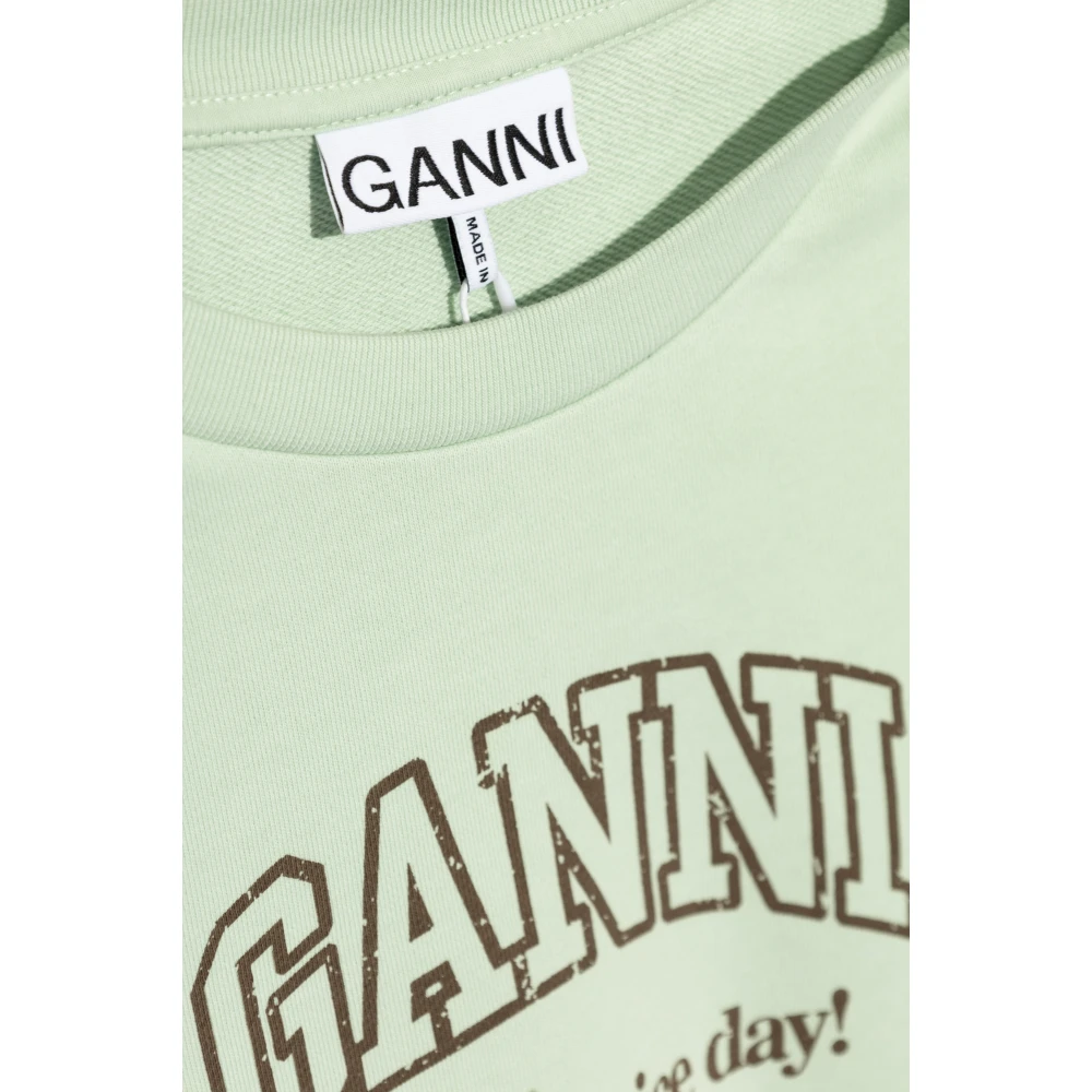 Ganni Sweatshirt met logo Green Dames