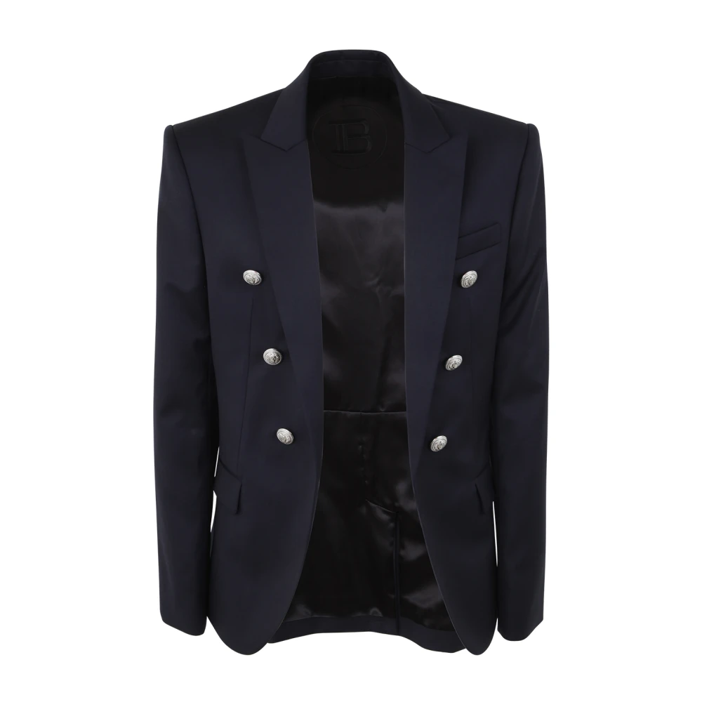 Balmain Marine Wol Knoopjasje Blue Heren