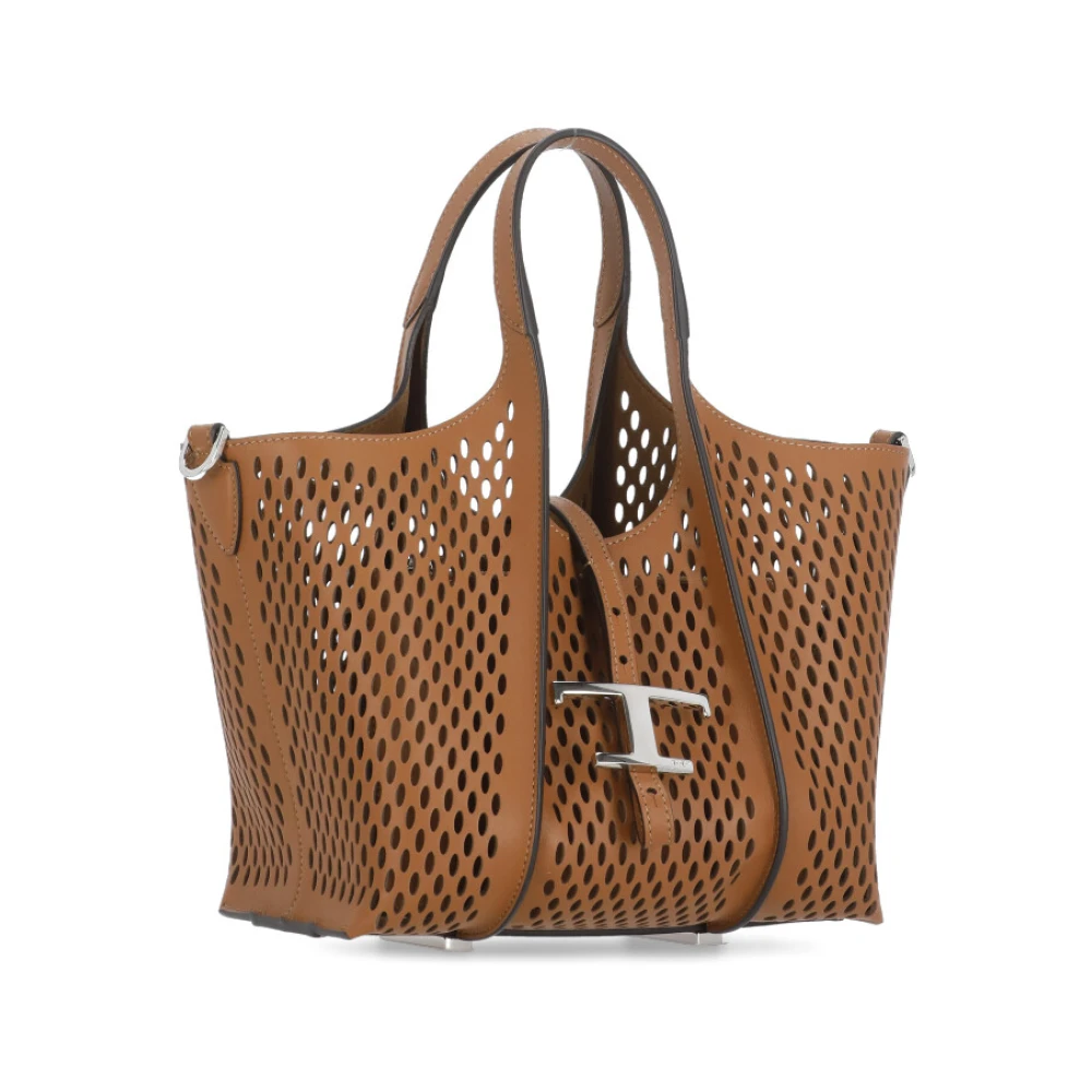 TOD'S Bruine leren tas met geperforeerd patroon Brown Dames