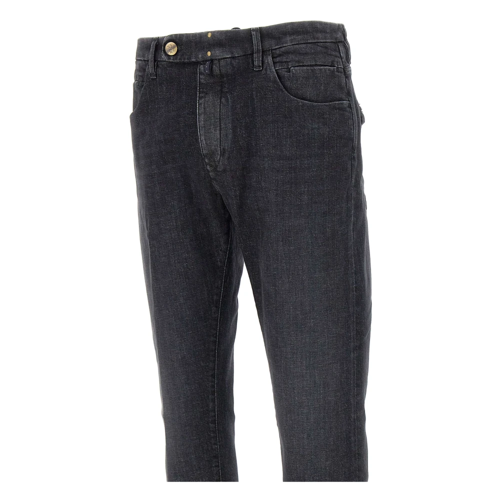 Incotex Zwarte Stretch Denim Slim Fit Jeans Black Heren