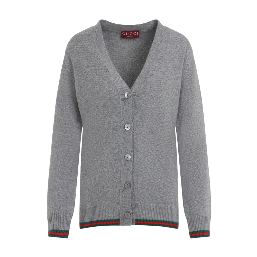 Gucci Grijs Melange Vest met Web Detail Gray Dames