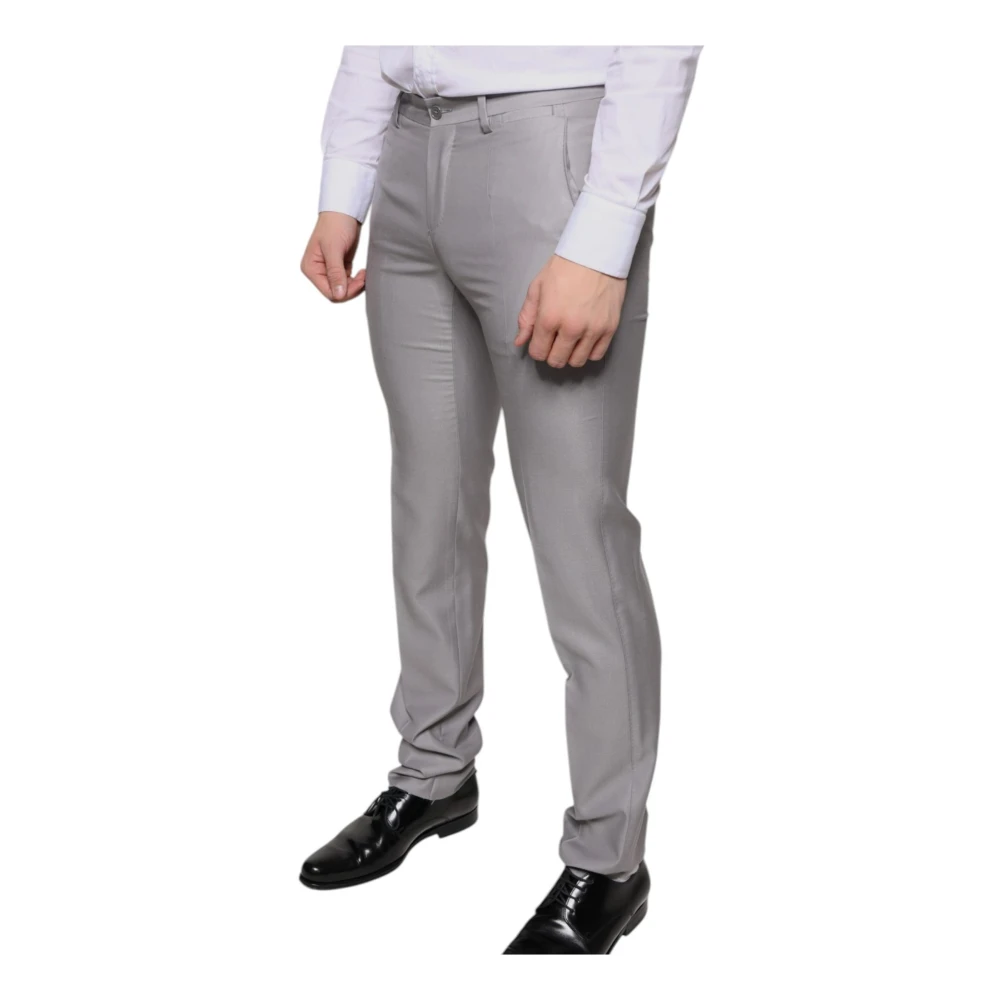 Dolce & Gabbana Lichtgrijze Wollen Blend Pantalon Gray Heren