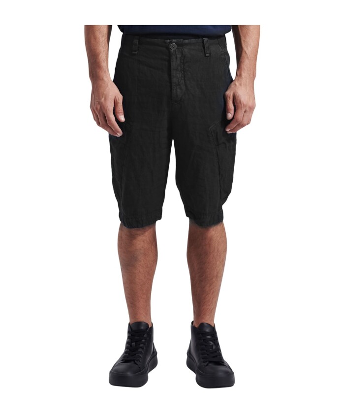black-linen-cargo-shorts