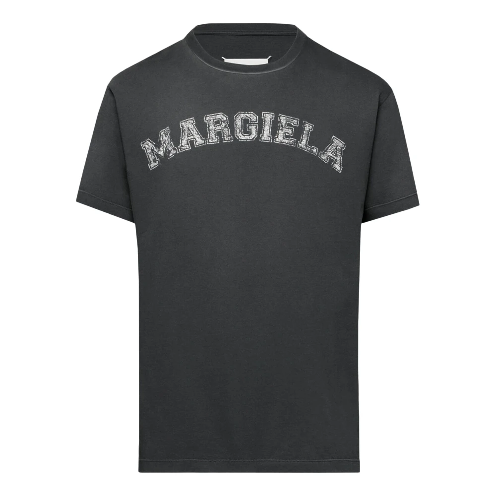 Maison Margiela Zwart Katoenen Jersey T-Shirt Vintage Logo Black Heren