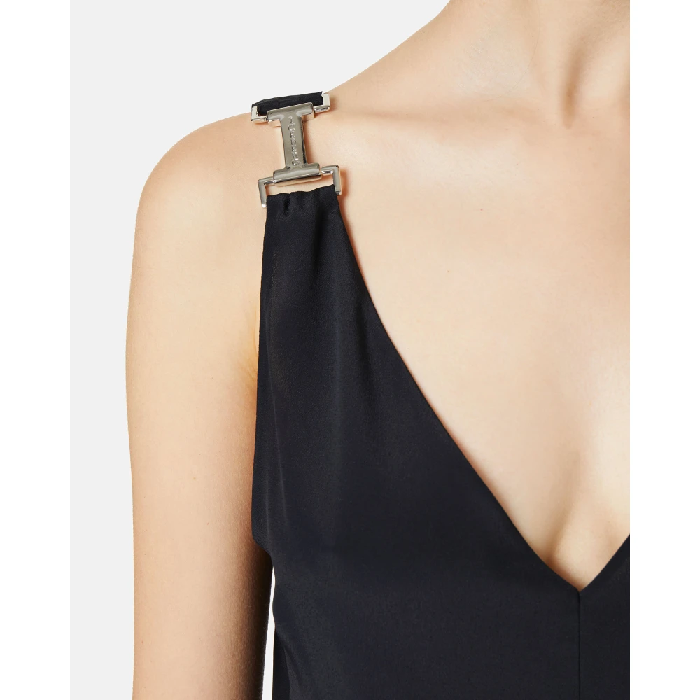 Iceberg Zwarte crepe de chine top met kenmerkende details Black Dames