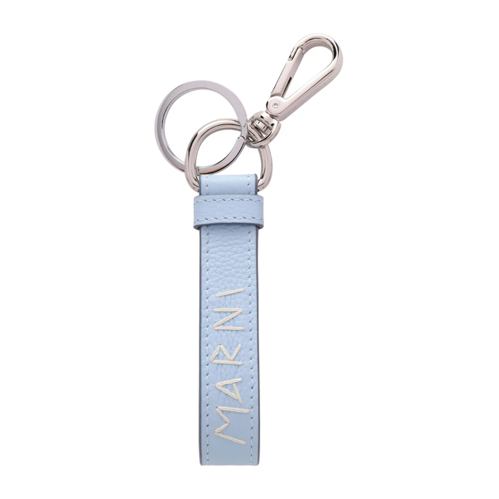 Marni Men's Blue Keychains, One Size, Logo Embroidered Keyring