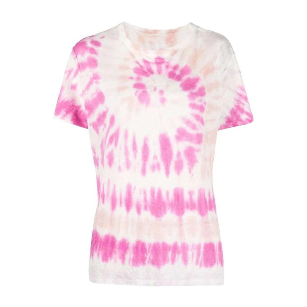Zadig & Voltaire Organisch Katoenen Tie-Dye T-Shirt Pink Dames