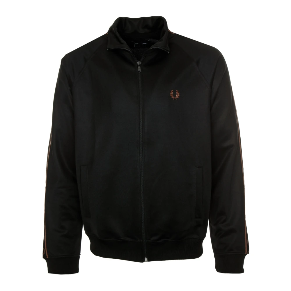 Fred Perry Trainingsjack met Raglanmouwen en Opstaande Kraag Black Heren