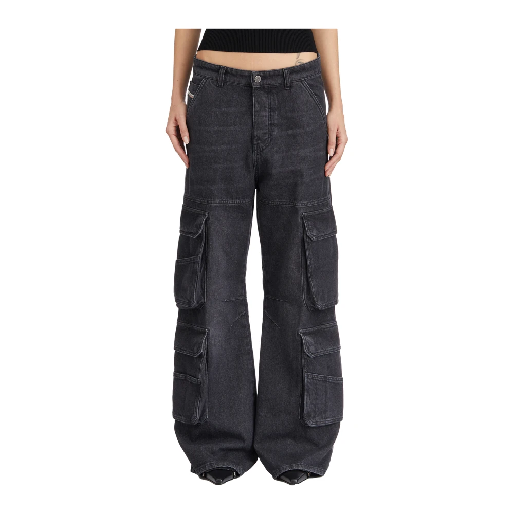 Diesel Denim Cargo Broek Black Dames