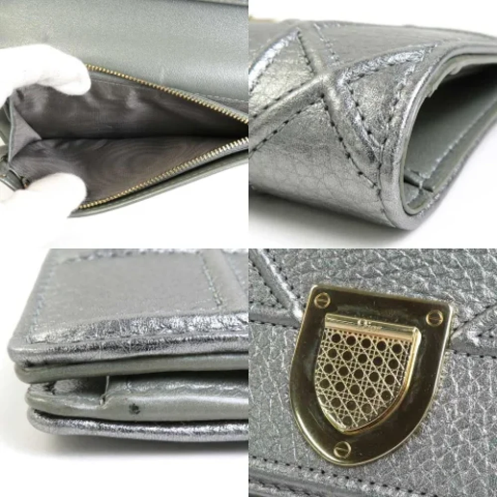 Dior Vintage Pre-owned Leather wallets Gray Dames