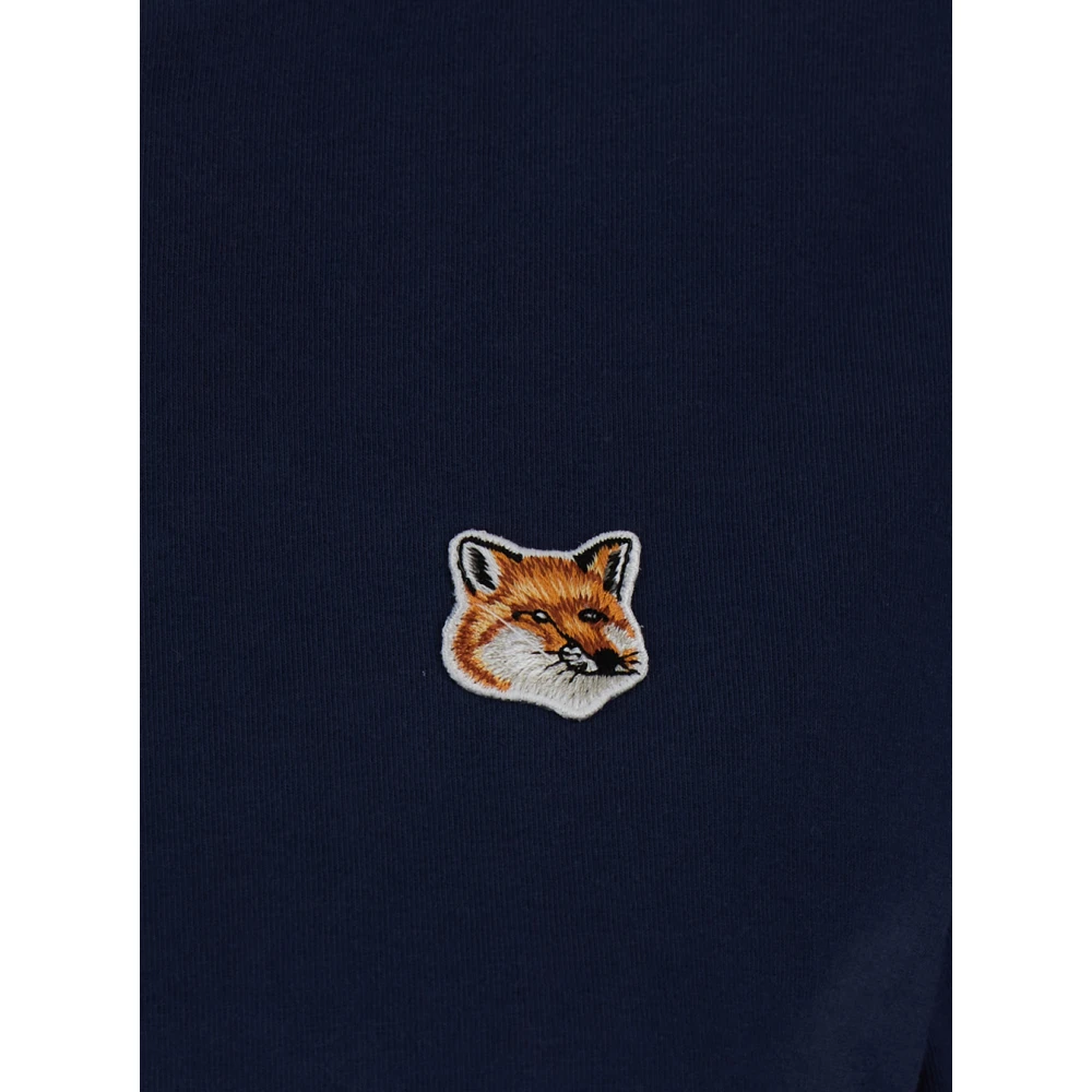 Maison Kitsuné Fox Head Patch Tee Shirt Blue Dames