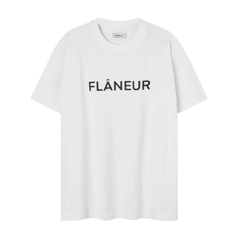 FLÂNEUR Tryckt Logot-shirt White, Herr