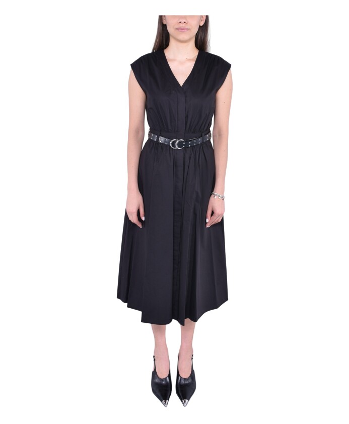 robe-midi-en-coton-raye-avec-ceinture-cloutee