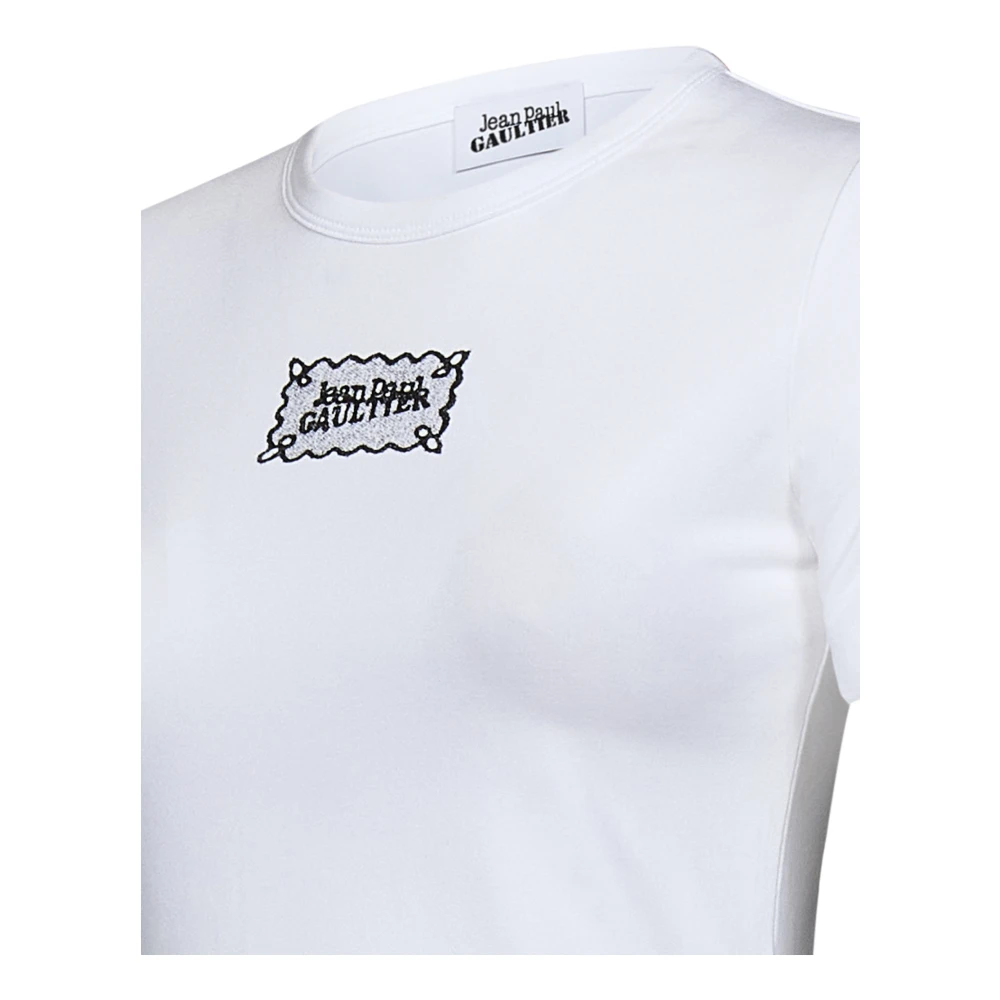 Jean Paul Gaultier Wit Crewneck T-shirt met Logoprint White Dames