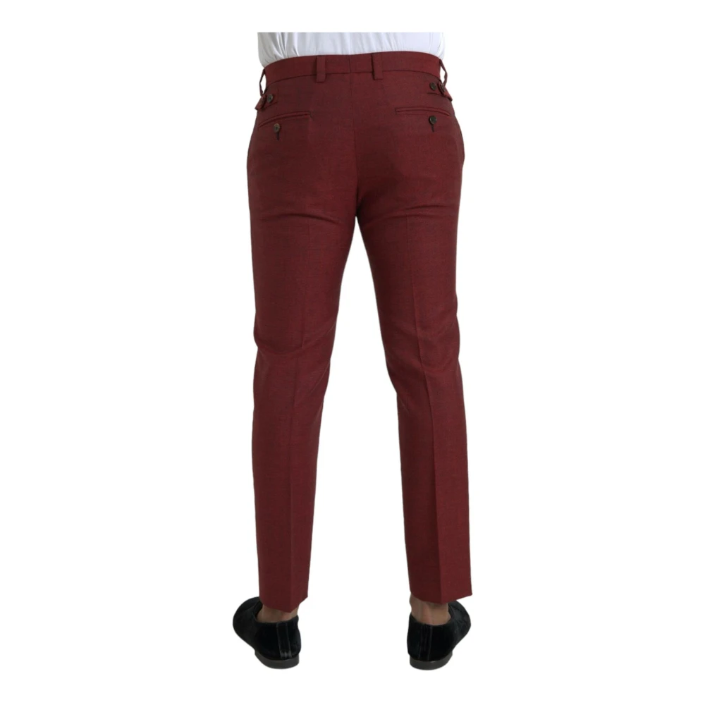 Dolce & Gabbana Maroon Slim Fit Wool Dress Pants Brown Heren