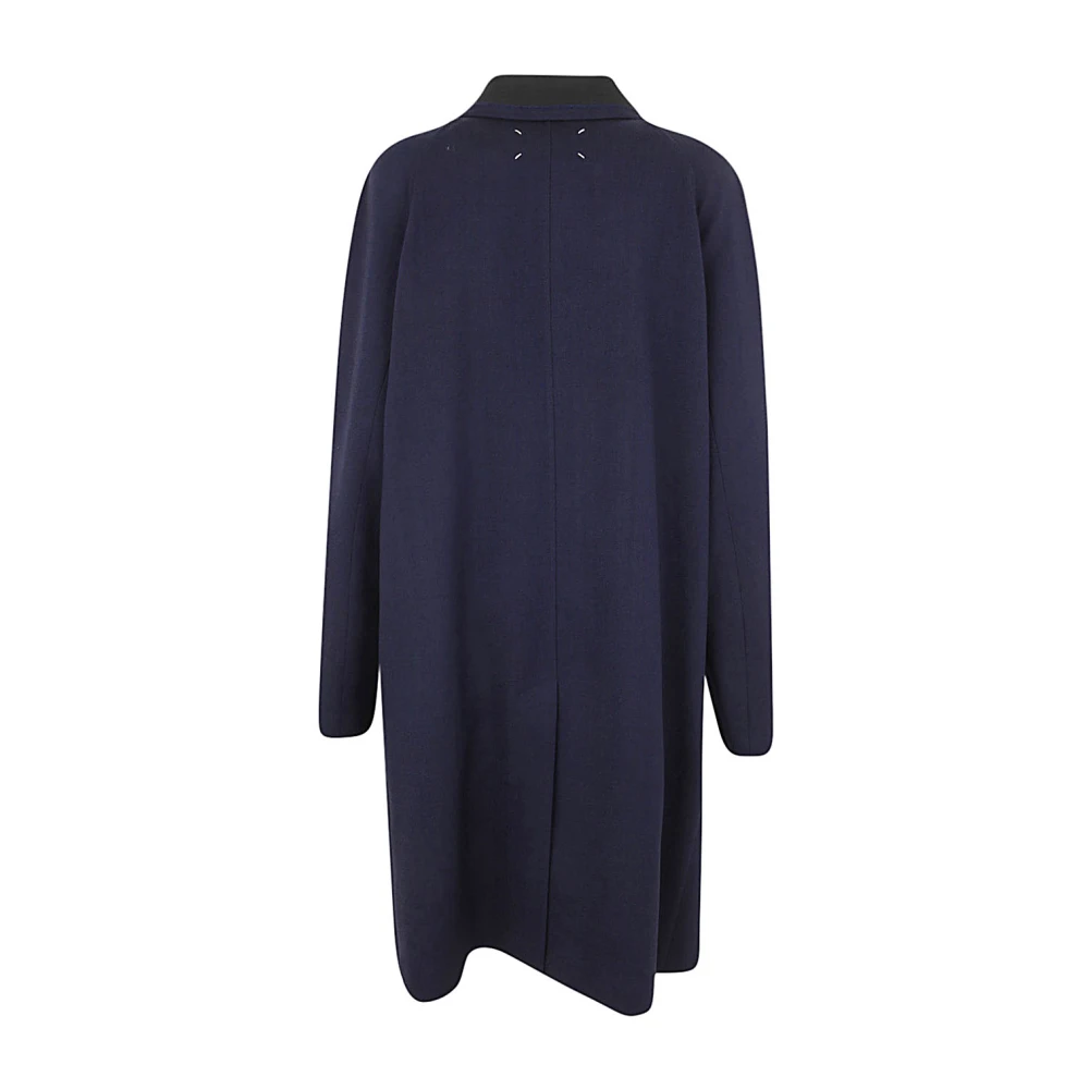 Maison Margiela Navy Blauwe Enkellange Jas Blue Dames