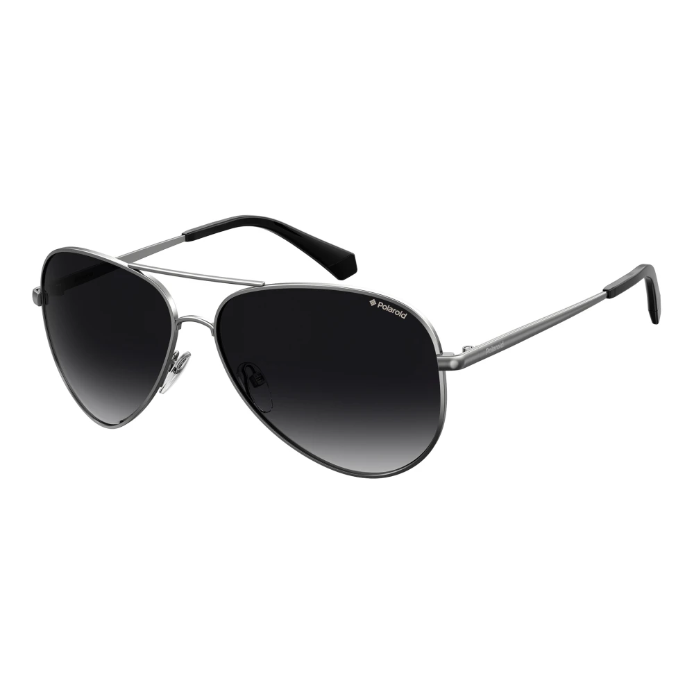 Polaroid Unisex Black Sunglasses, 56 Mm, Ruthenium/Grey Shaded Sungles