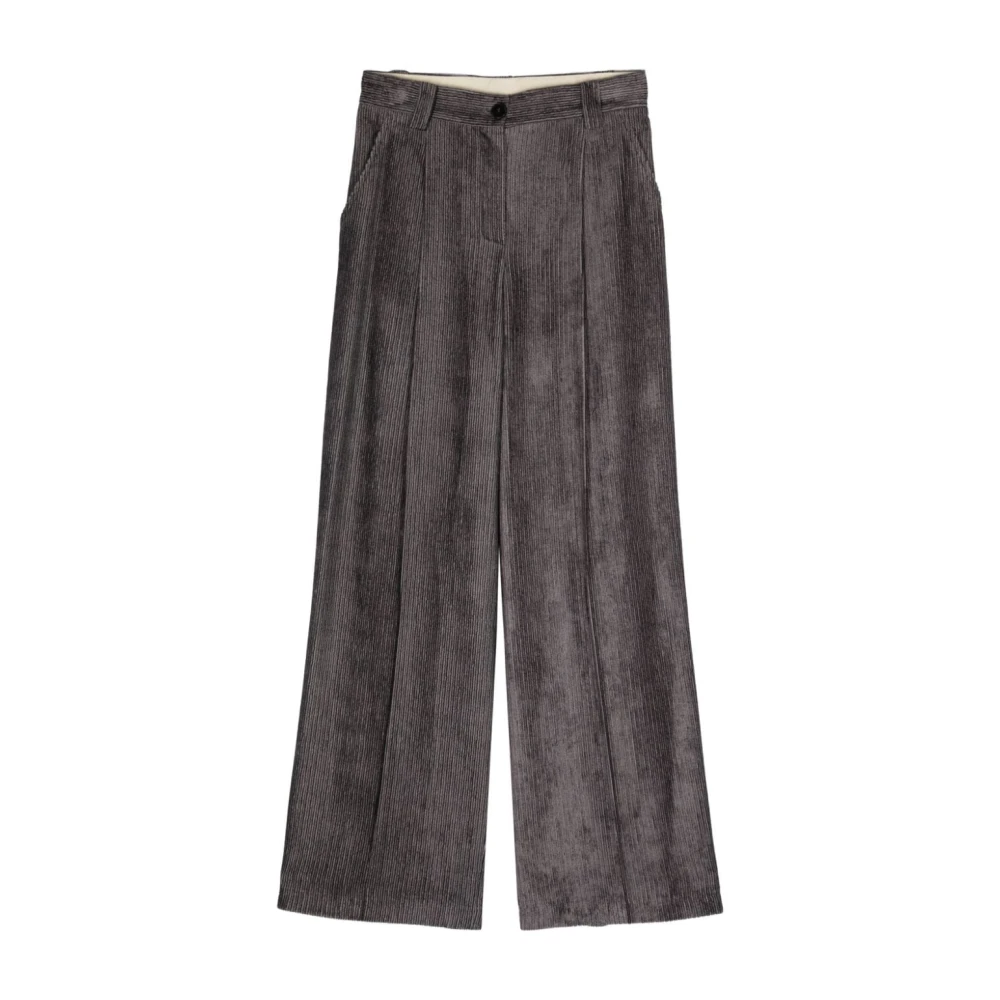 Alysi Paarse Corduroy Straight Leg Broek Purple Dames