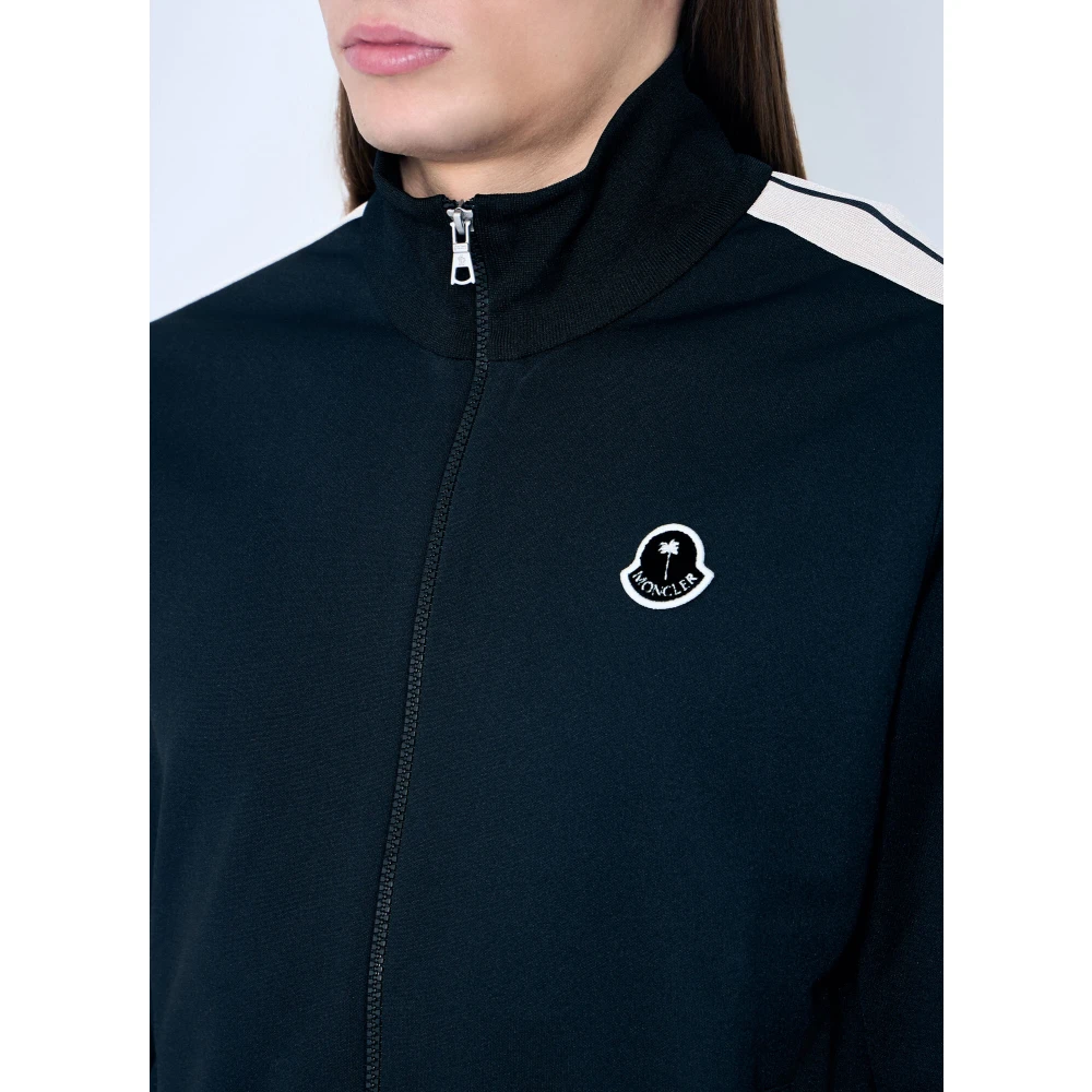 Moncler Logo Patch Zip-Up Cardigan Black Heren
