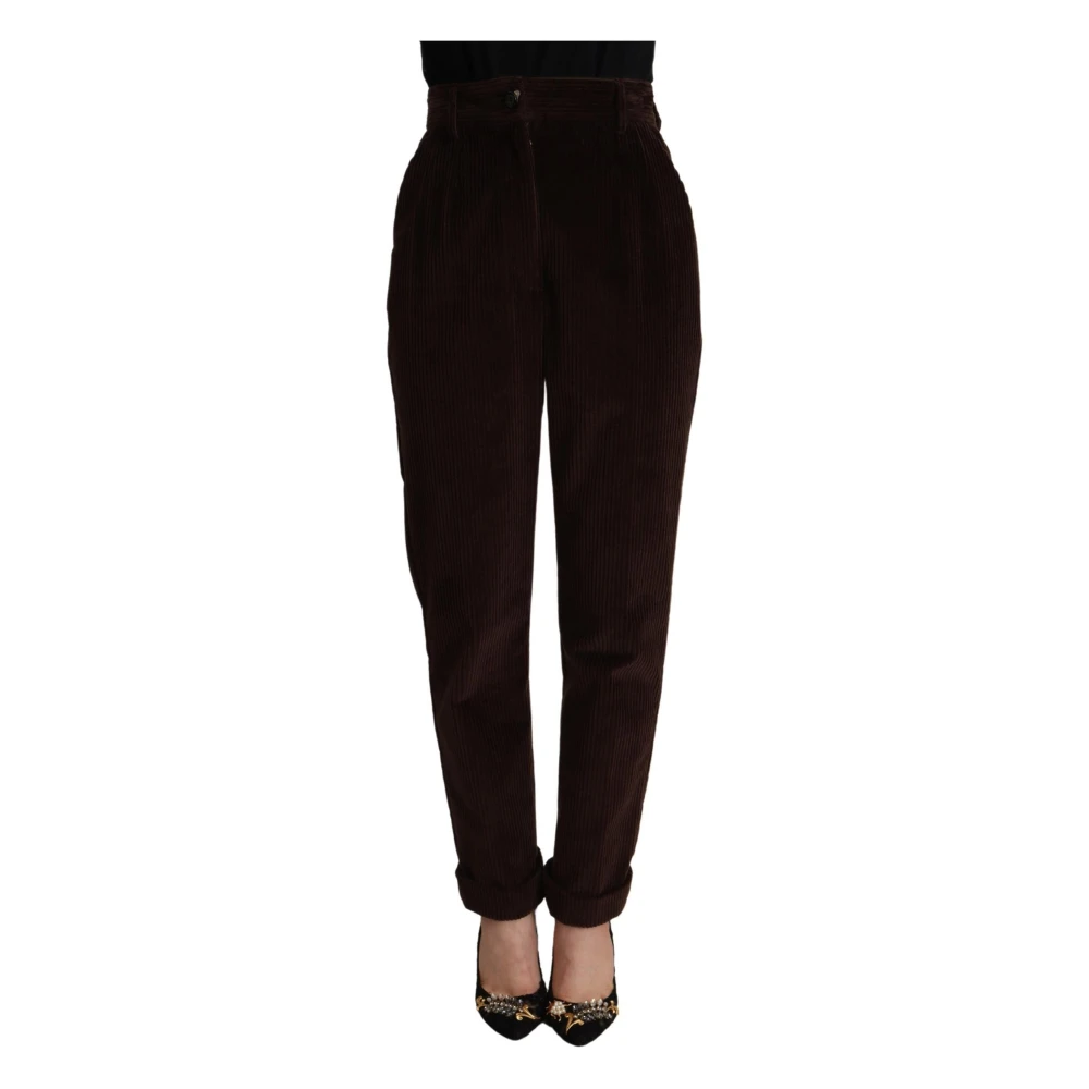 Dolce & Gabbana Women's Bordeaux Corduroy Cotton Trouser Tapered Pants