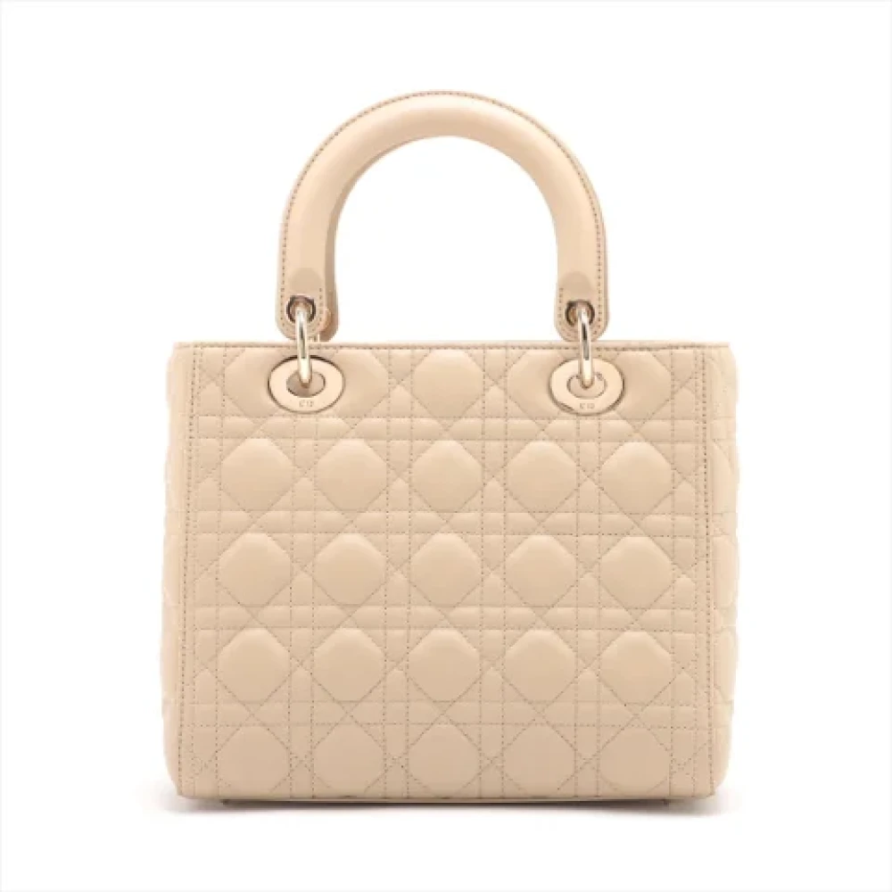 Dior Vintage Pre-owned Leather handbags Beige Dames
