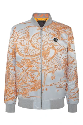 Satin Bomber Skeleton Tattoo