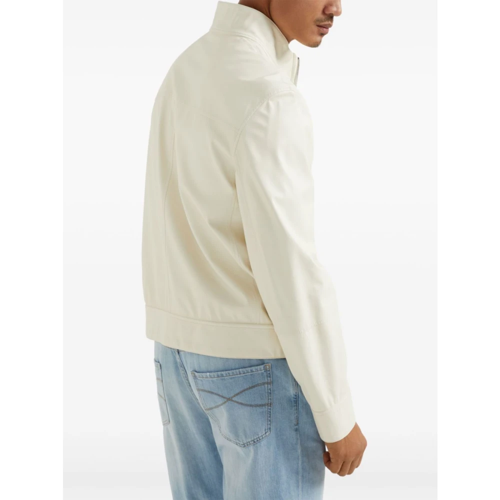 BRUNELLO CUCINELLI Witte Staande Kraag Jas White Heren
