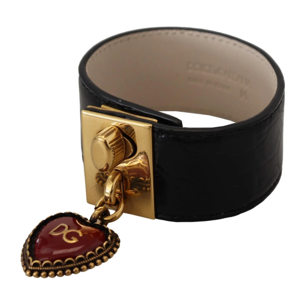 Dolce & Gabbana Zwart Leren Hart Sleutelhanger Armband Multicolor Dames