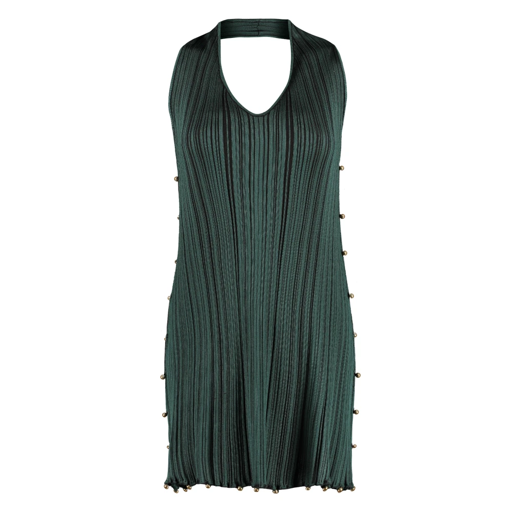Bottega Veneta Geplooide mini-jurk met decoratieve kralen Green Dames