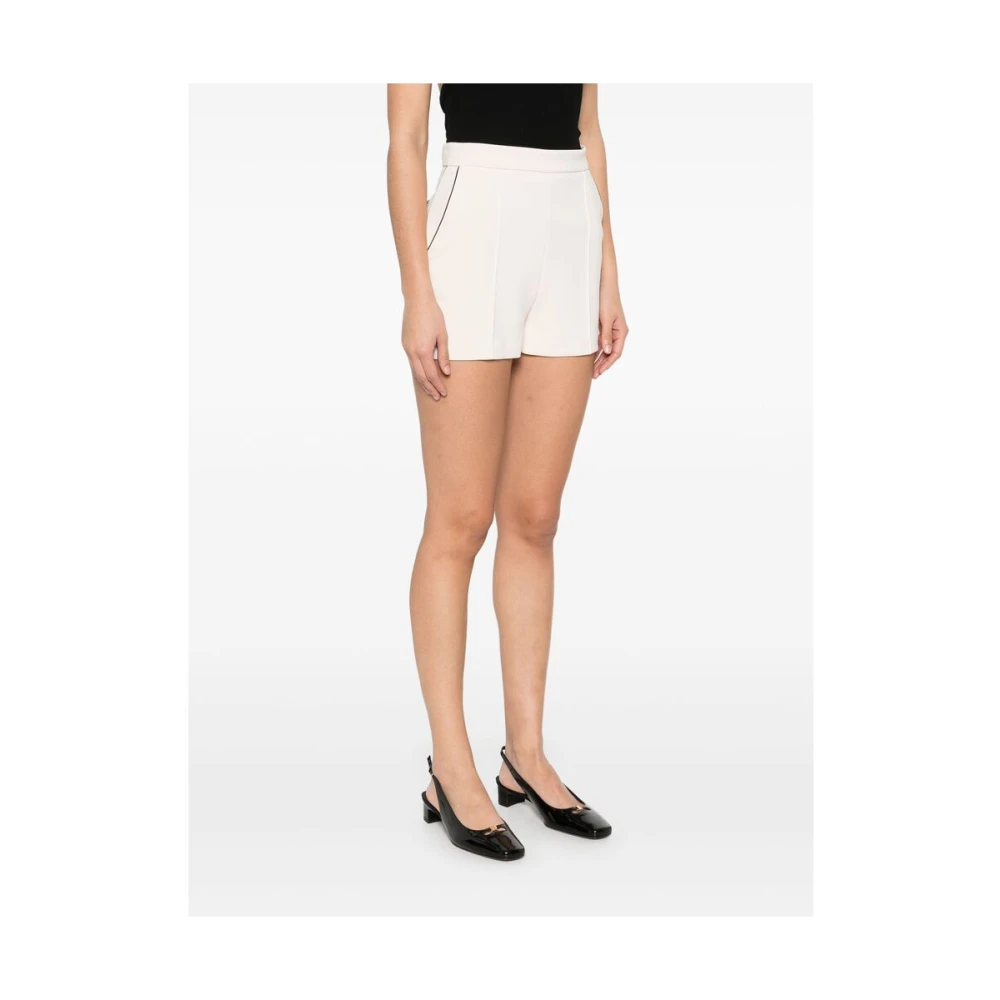 Elisabetta Franchi Beige Geborduurd Logo Zijzak Shorts White Dames