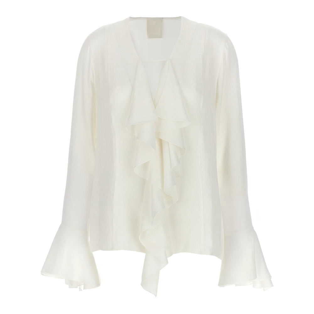 Givenchy Women's White 4G-Jacquard Silk Blouse