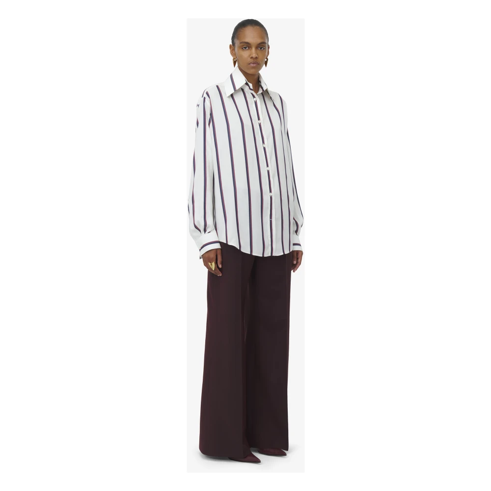 alexander mcqueen Zijden College Stripe Print Overhemd White Dames