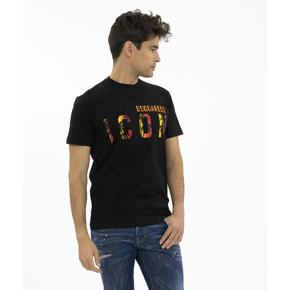 Dsquared2 Icon Multicolor Ronde Hals T-shirt Black Heren
