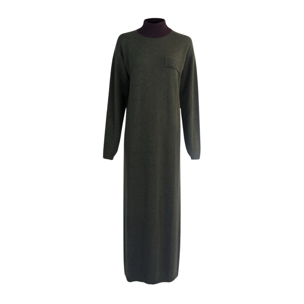 March23 Gebreide Jurk A-lijn Korte Mouwen Casual Stijl Green Dames
