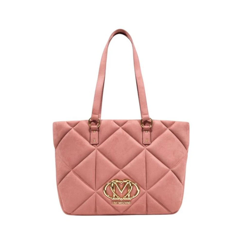 Love Moschino Women's Pink Shopping Bags, One Size, Suede Leather Handbag