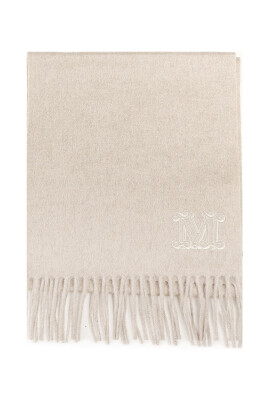 echarpe-beige-avec-logo-brode-et-franges