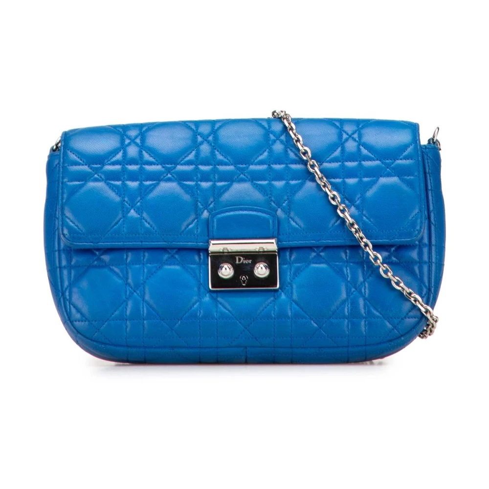 Dior Vintage Women's Blue Pre-Owned Quilted Leather Chain Bag