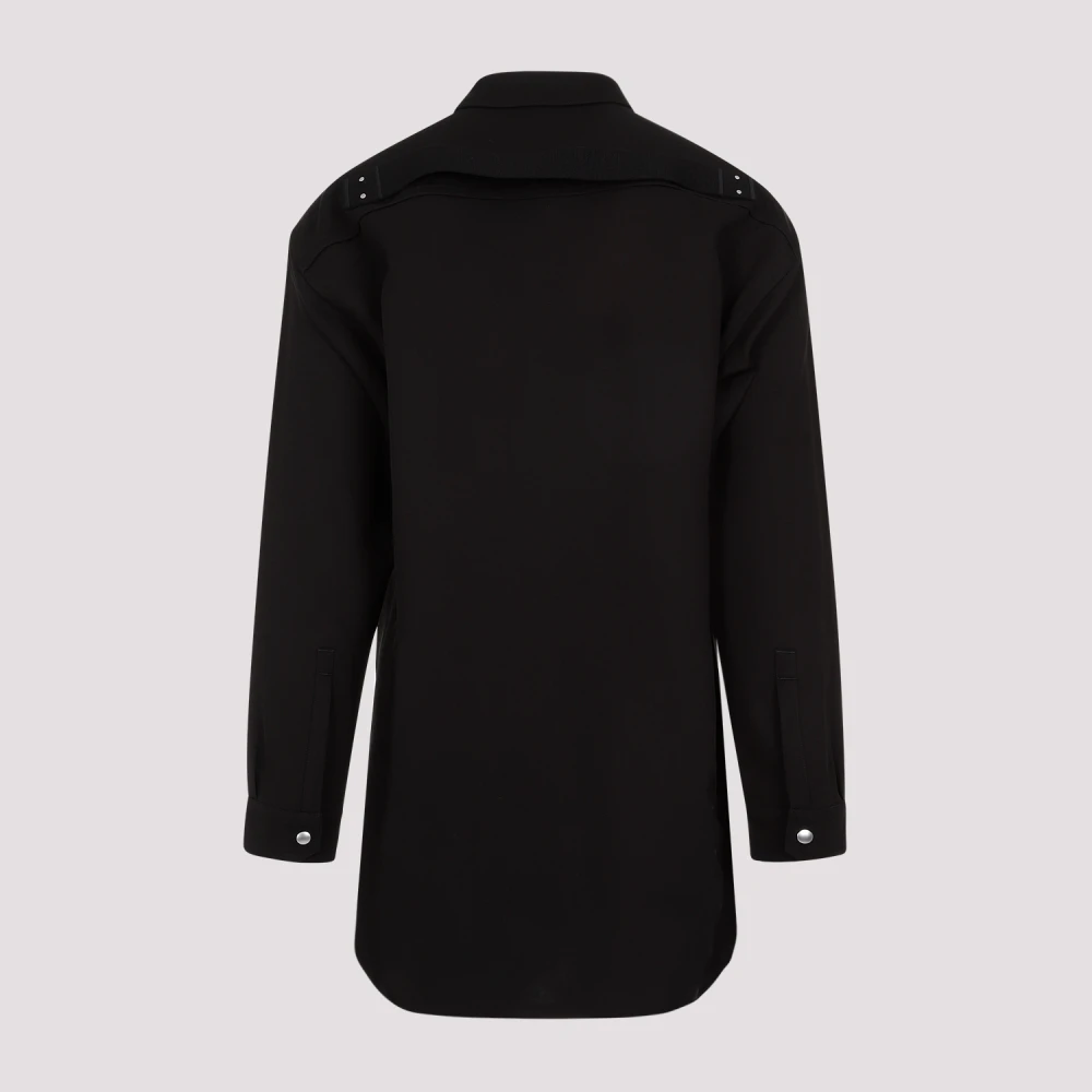 Rick Owens Jumbo Fogpocket Zijde Wol Shirtjas Black Heren