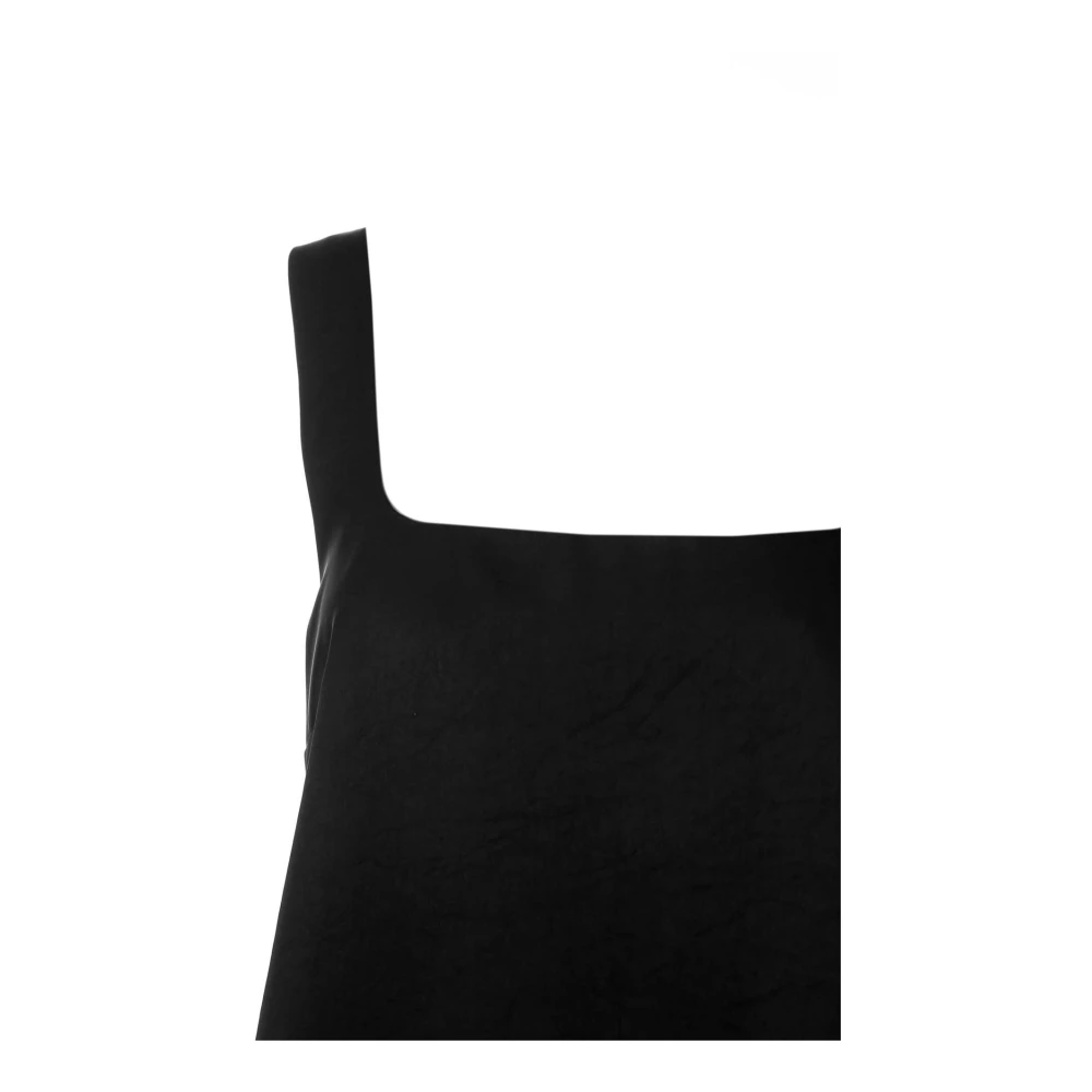 drykorn Satin Tanktop met vierkante halslijn Black Dames