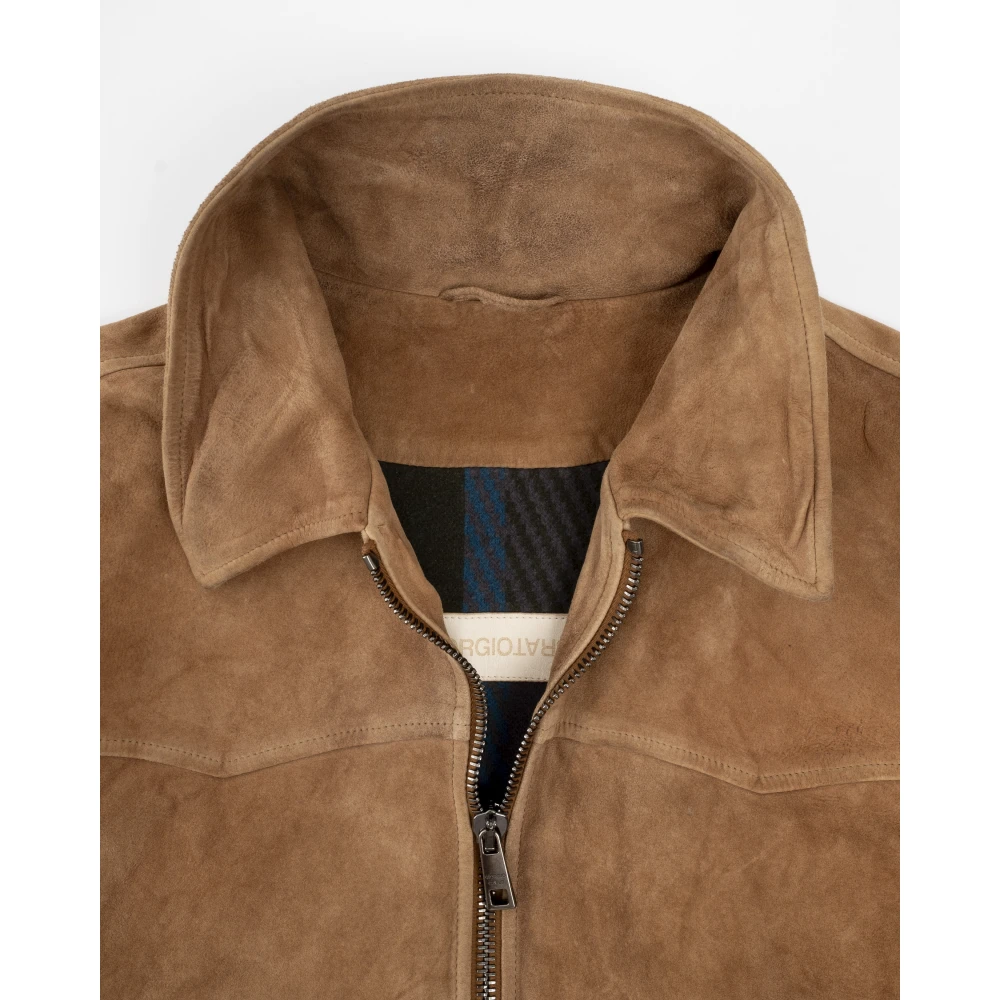 Giorgio Brato Vintage Gewassen Leren Jas Brown Heren