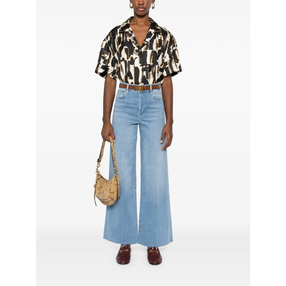 Frame Raw Fray Palazzo Jeans Blue Dames