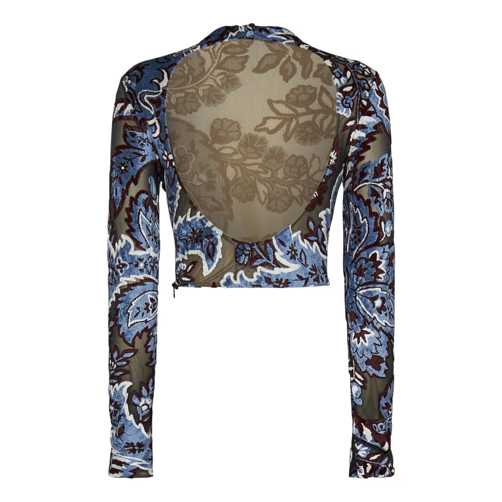ETRO Clear Blue Bloemen Jacquard Topwear Multicolor Dames
